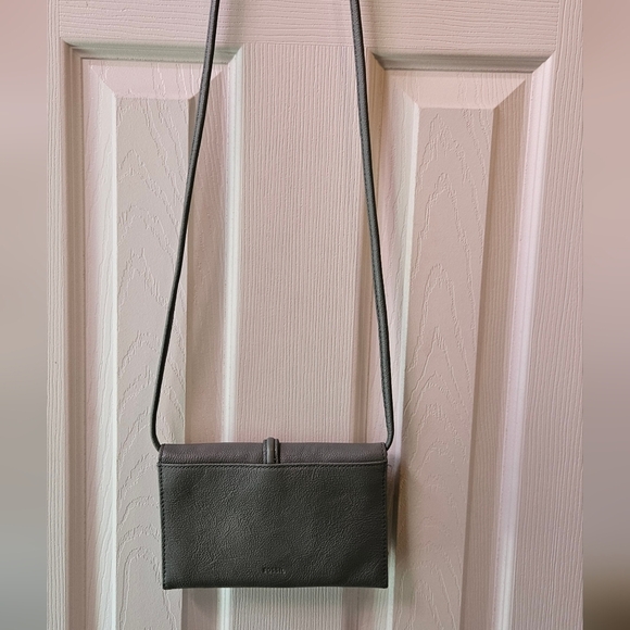 Fossil Gray Leather Crossbody/Wallet Bag - Picture 6 of 10